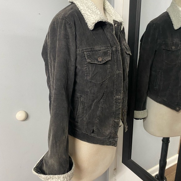 VINTAGE CHORE JACKET DARK BROWN/GREEN CORDUROY WITH WARM WOOL LINING - Picture 11 of 16